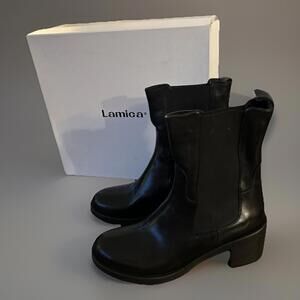 LAMICA Italy Black COW LEATHER BOOTS Quagia Sz 7.5 / 38 New In Original Box!